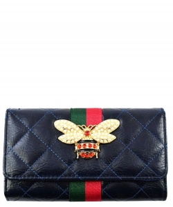 Bee Stripe Quilted Wallet DL018QB NAVY